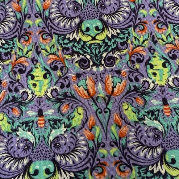 Tula Pink Tiny Beast Bear With Me Print Handmade Double Zip Wristlet Pouch New - Picture 3 of 6